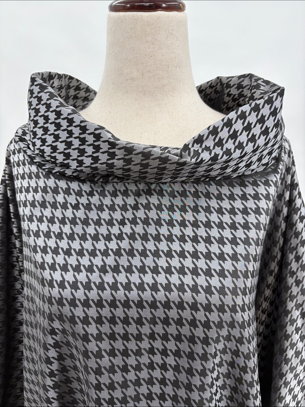 Bryn Walker Giovanna Houndstooth Jacquard Balloon Sleeve Top Size XL Lagenlook - Picture 2 of 8